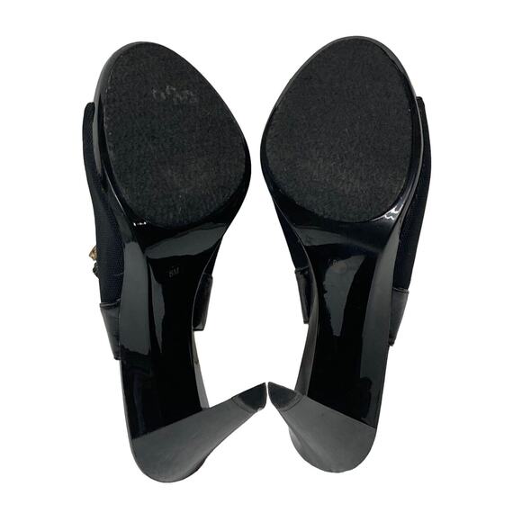 Michael Kors Open Toe Front Zipper Slingback Heels Sandals Size 8 Black - Picture 9 of 10